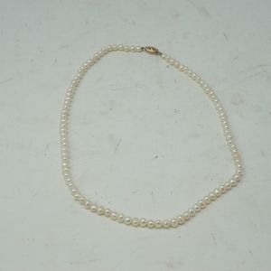 18" Vintage Pearl Necklace Gold Filigree Clasp